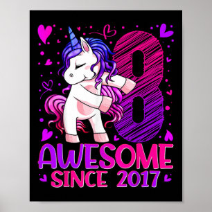 Póster Regalos de unicornio de 8 años para niñas Cumpleañ