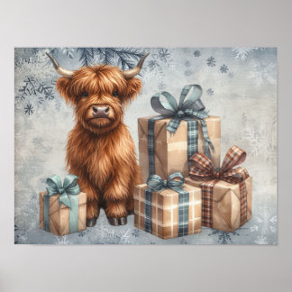 Póster Regalos de Vaca de las Tierras Altas de Invierno