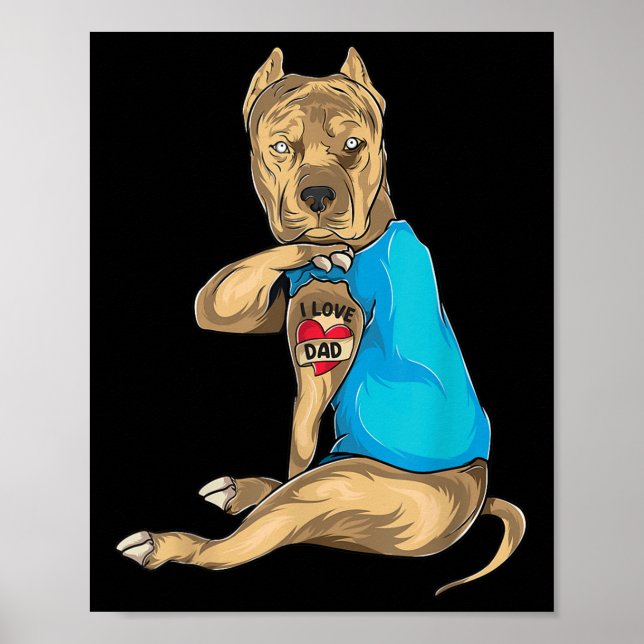 Póster Regalos del Día del Padre Perro Gracioso Pitbull A (Frente)