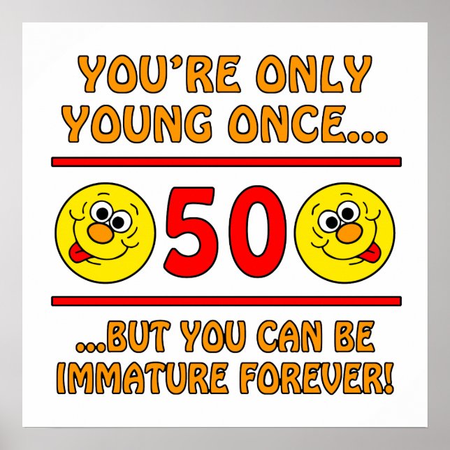 Póster Regalos inmaduros de cumpleaños número 50 (Frente)