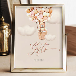 Póster Regalos Mesa Rótulo Oso Marrón Chica Globo Rosa Be