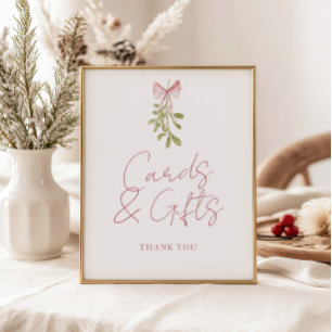 Póster Regalos Mistletoe Dusty Rosa para las Tarjetas Bow