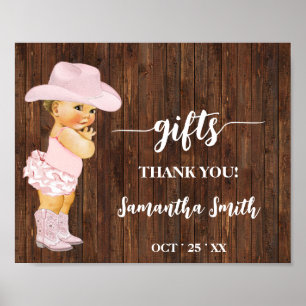 Póster Regalos Niñita Rosa Rótulo Baby Shower Occidental