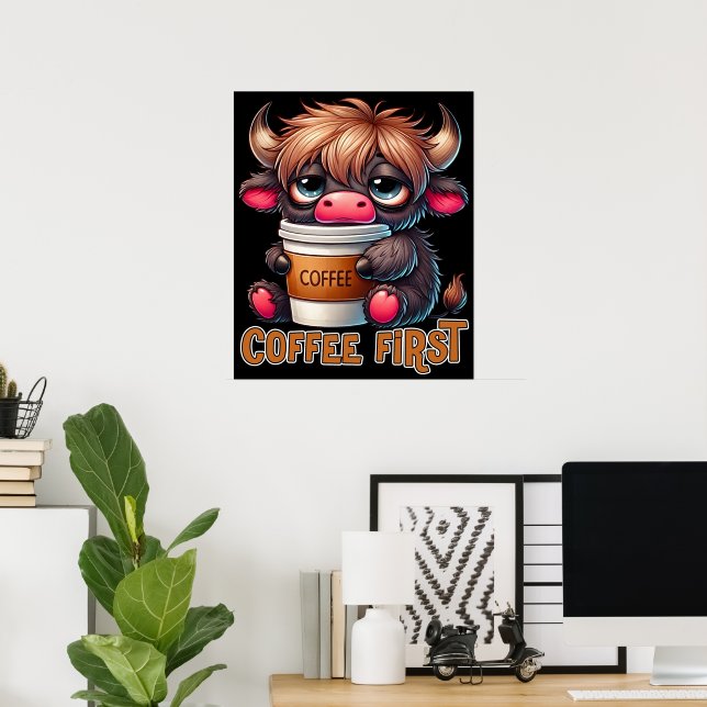 Póster Regalos para amantes del café primero (Oficina en casa)