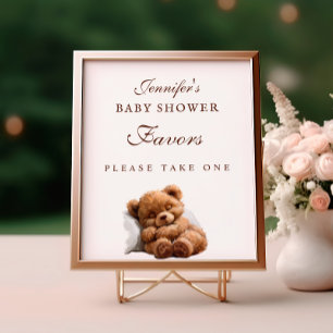 Póster Regalos para Baby Shower del Osito de Peluche Dorm