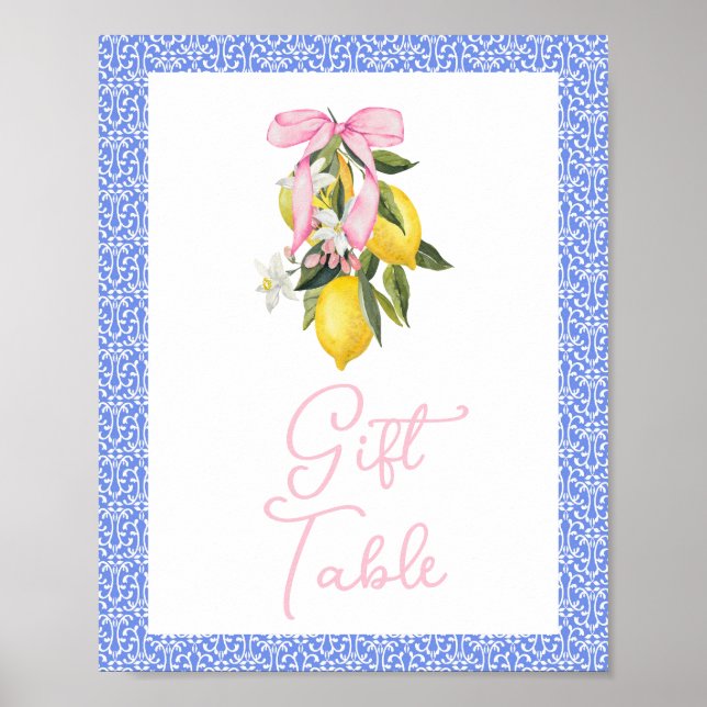 Póster Regalos para Baby Shower La Dolce Vita Limón Lazo  (Frente)