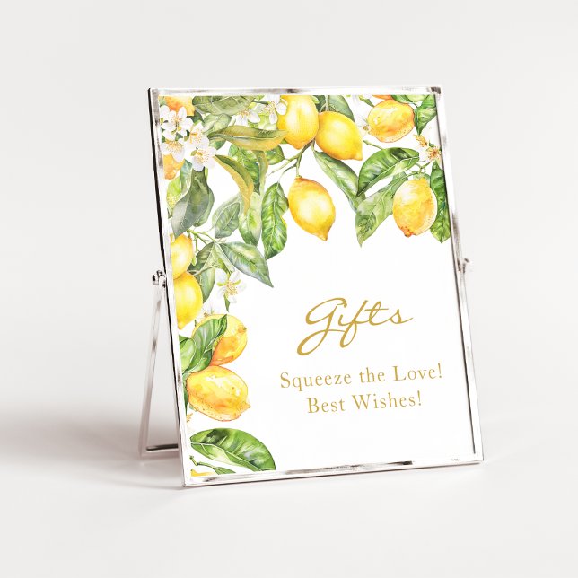 Póster Regalos para Despedida de Soltera Floral de Limón  (Watercolor Lemon Floral Bridal Shower Gifts Poster
)