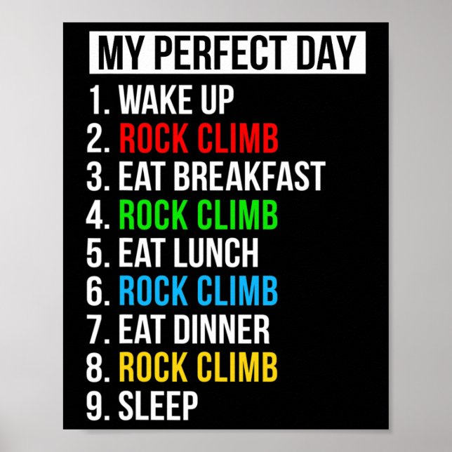 Póster Regalos para escaladores Mi día perfecto escalando (Frente)