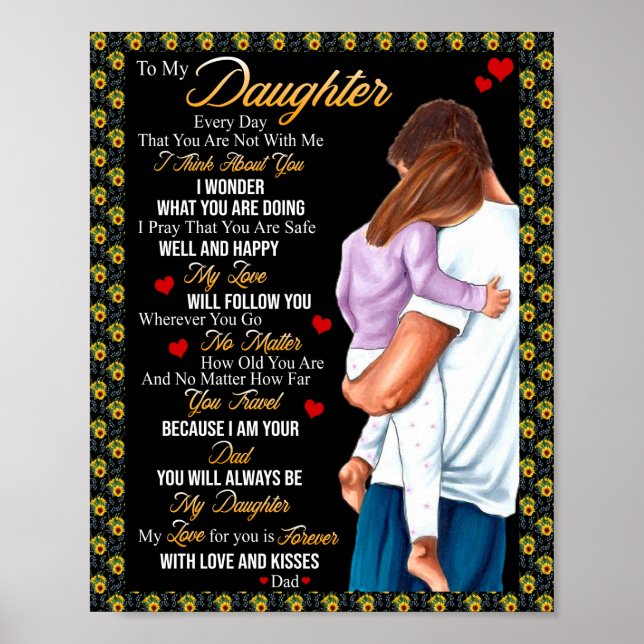Póster Regalos para la hija | Carta A Mi Hija De Papá (Frente)