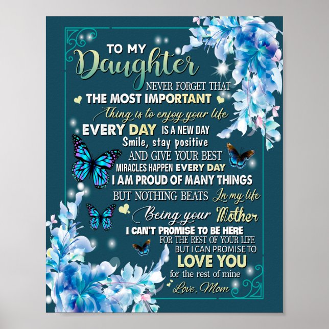 Póster Regalos para la hija | Carta A Mi Hija De Papá (Frente)