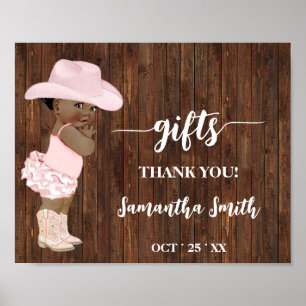 Póster Regalos Pequeña Vaquera Rótulo Occidental Baby Sho