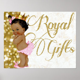 Póster Regalos reales Princesa africana Purpurina rosa y 