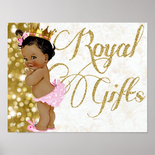Póster Regalos reales|Princesa africana Purpurina rosa y  (Frente)