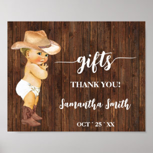 Póster Regalos Rótulo de Baby Shower Western Little Cowbo