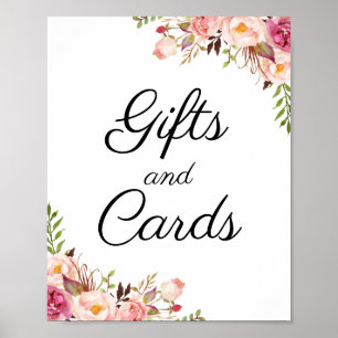 Póster Regalos rústicos de flores rosadas y Rótulo de mes