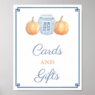 Póster Regalos Tarjetas Chic Chinoiserie Calabaza Shower 
