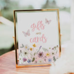 Póster Regalos y tarjetas de Baby Shower de flores silves<br><div class="desc">Este hermoso Rótulo de Regalos y Tarjetas de Baby Shower con Mariposa y Flor Silvestre.</div>