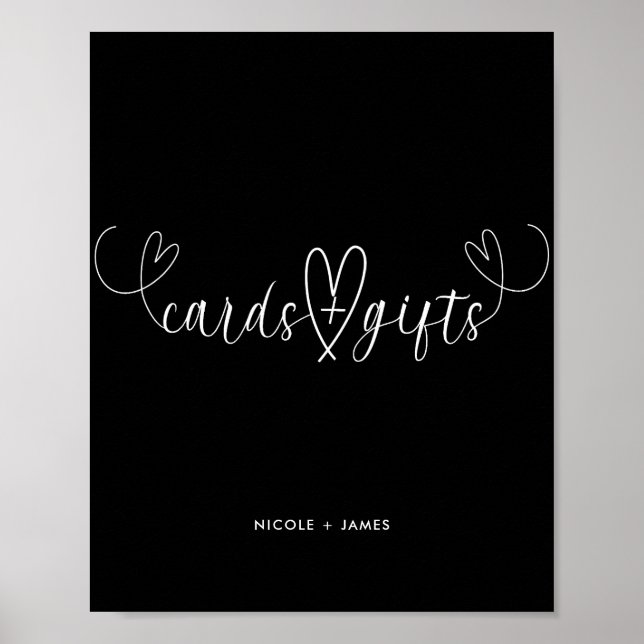 Póster Regalos y Tarjetas de Boda en Blanco y Negro de Mo (Frente)