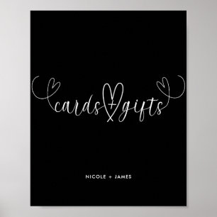 Póster Regalos y Tarjetas de Boda en Blanco y Negro Moder