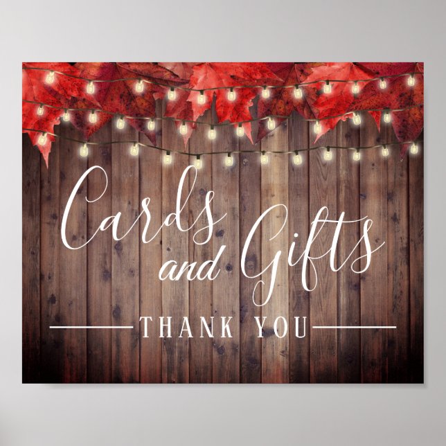 Póster Regalos y tarjetas de bodas de otoño rústicos (Frente)