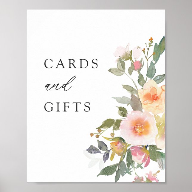 Póster Regalos y tarjetas de bodas de primavera floral rú (Frente)