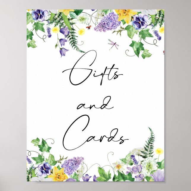 Póster Regalos y tarjetas de flores silvestres y dibujos  (Frente)