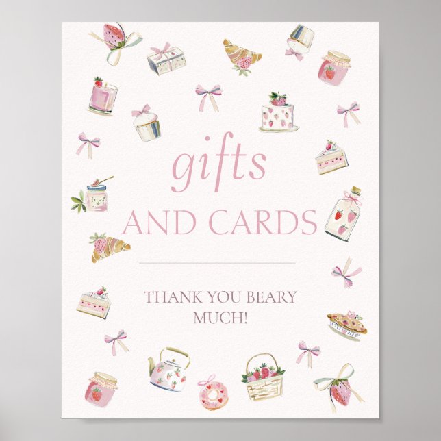 Póster Regalos y Tarjetas de Postres de Fresa Dulce  (Frente)