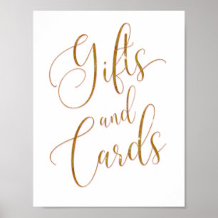 Póster Regalos y Tarjetas Texto con Glitter Dorado Script