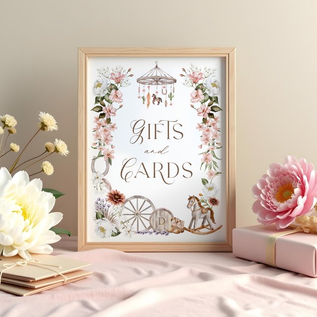 Póster Regalos y tarjetas Wild Western Floral Baby Shower (Gifts & Cards Wild Western Floral Baby Shower Poster)