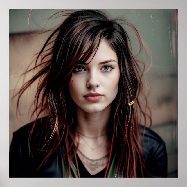 Póster Regard profond et cheveux au vent (Frente)