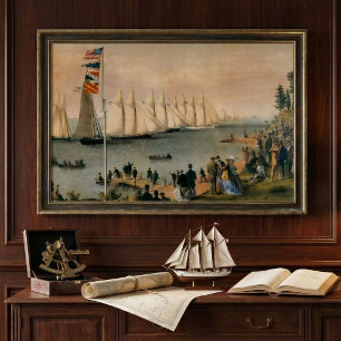 Póster Regata del Club de Yates de Nueva York, marítimo v