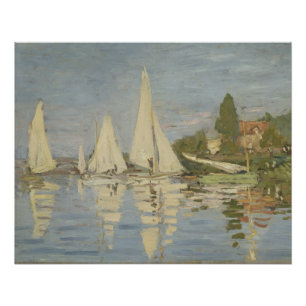 Póster Regatas en Argenteuil, pintura al óleo, Claude Mon