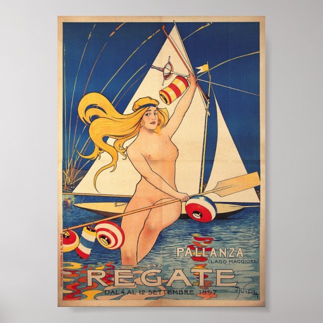 Póster Regate, vela, Italia, Art Nouveau (Frente)