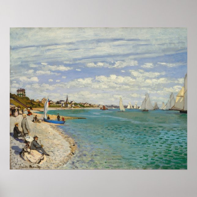 Póster Regatta en Sainte-Adresse (1867) por Claude Monet (Frente)