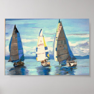 Póster Regatta resistente de la navegación del puerto -