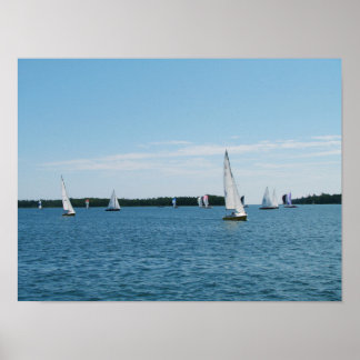 Póster Regatta Sale Boat Scene Photo Wall Art