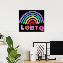 Póster Regenbogen gemalt mit Schrift LGBTQ