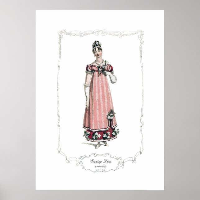 Póster Regency Fashion Plate 1815 Vestido De Noche Londre (Frente)