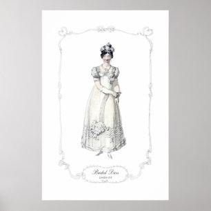 Póster Regency Fashion Plate 1818 Bridal Dress Print
