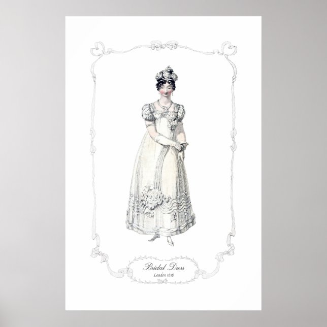 Póster Regency Fashion Plate 1818 Bridal Dress Print (Frente)