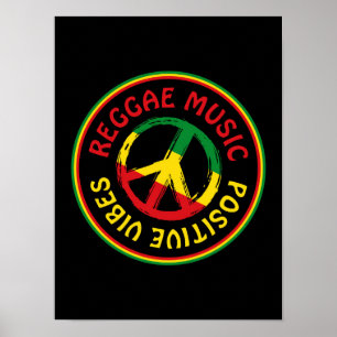 Póster Reggae Music Peace Símbolo de Paz Vibes Positivas