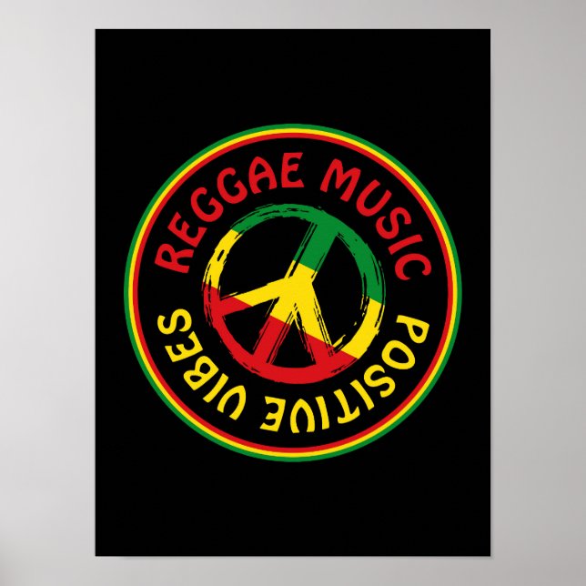 Póster Reggae Music Peace Símbolo de Paz Vibes Positivas  (Frente)