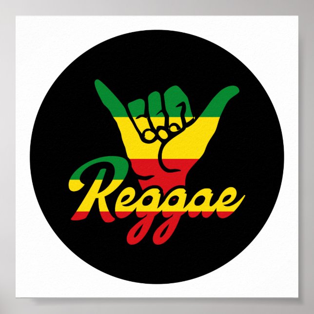 Póster Reggae Shaka Hands con colores de reggae (Frente)