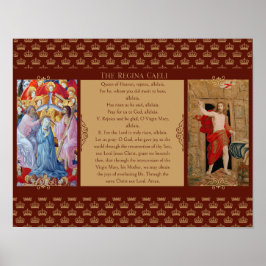 Póster Regina Caeli con Cristo y María