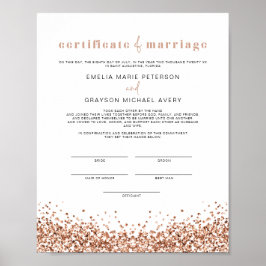 Póster REGINA Glam Rose Gold Marriage Certificate Poster