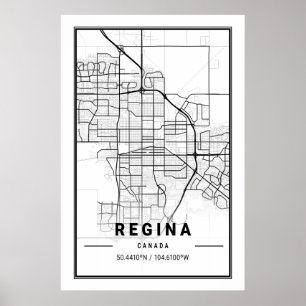 Póster Regina Saskatchewan Canada Cities Travel City Map