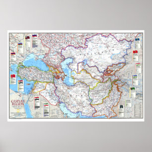 Póster "Región caspia: MAPA caspio de 1999 países…