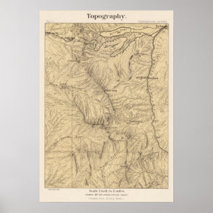 Póster Región del paso de TruckeeDonner de la topografía,