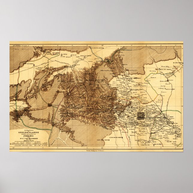 Póster Región montañosa Norte y Oeste de Pekín China (Frente)