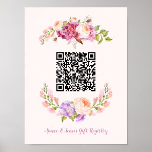 Póster Registro de regalo del Boda de cuadros florales de